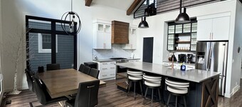 Large lakefront retreat with private dock. 