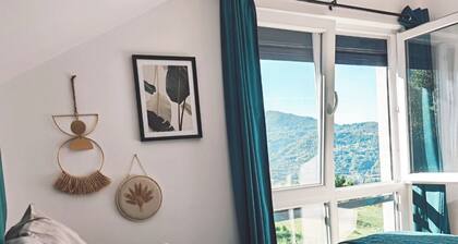 Luxurious villa surrounded by greenery with breathtaking views of the city