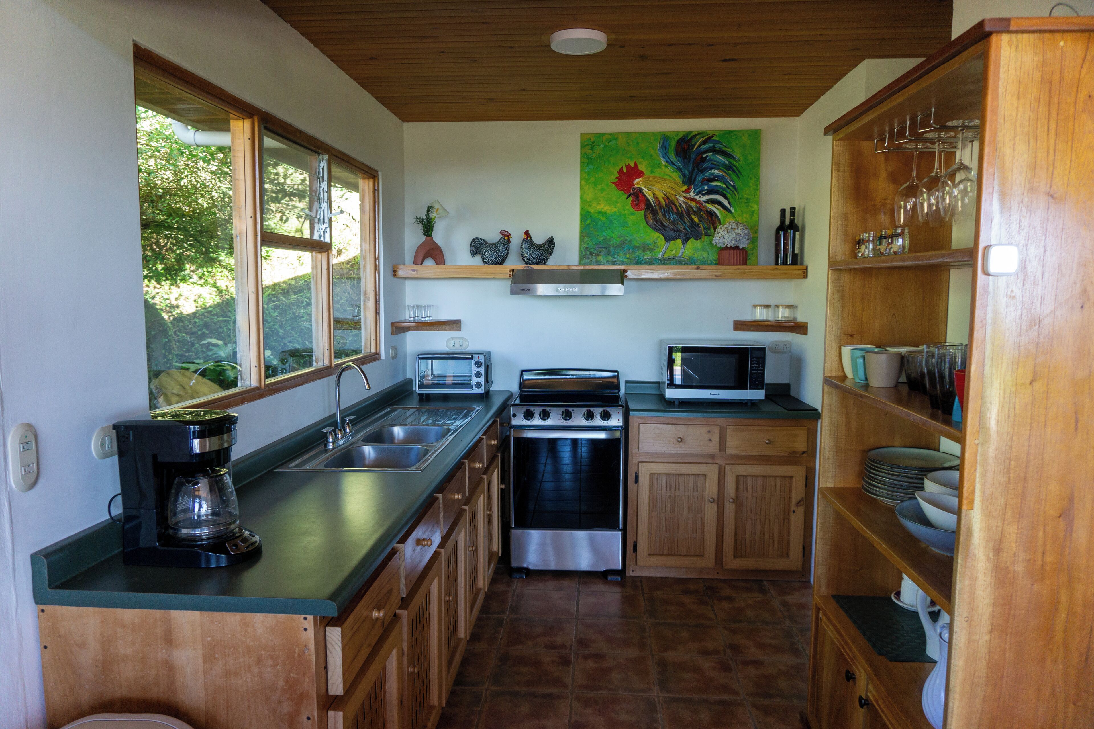 Fridge, microwave, oven, coffee/tea maker