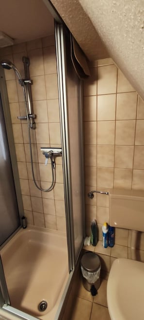 Regadera, secadora de cabello, jabón, papel de baño