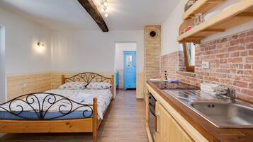 1 dormitorio, tabla de planchar con plancha, cuna de viaje y wifi gratis