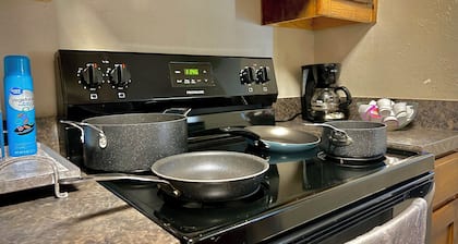 Cozy 1 bedroom apt, GREAT location, WiFi, KING bed, full kitchen, pull out couch
