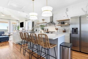 Fridge, microwave, oven, stovetop - Ocean Views-Private Heated Pool & Hot Tub-3 Kings! (Carolina Beach)