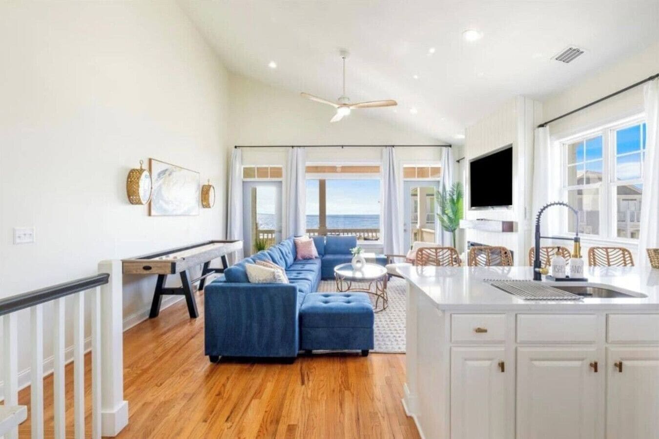 Smart TV, fireplace, video games, DVD player