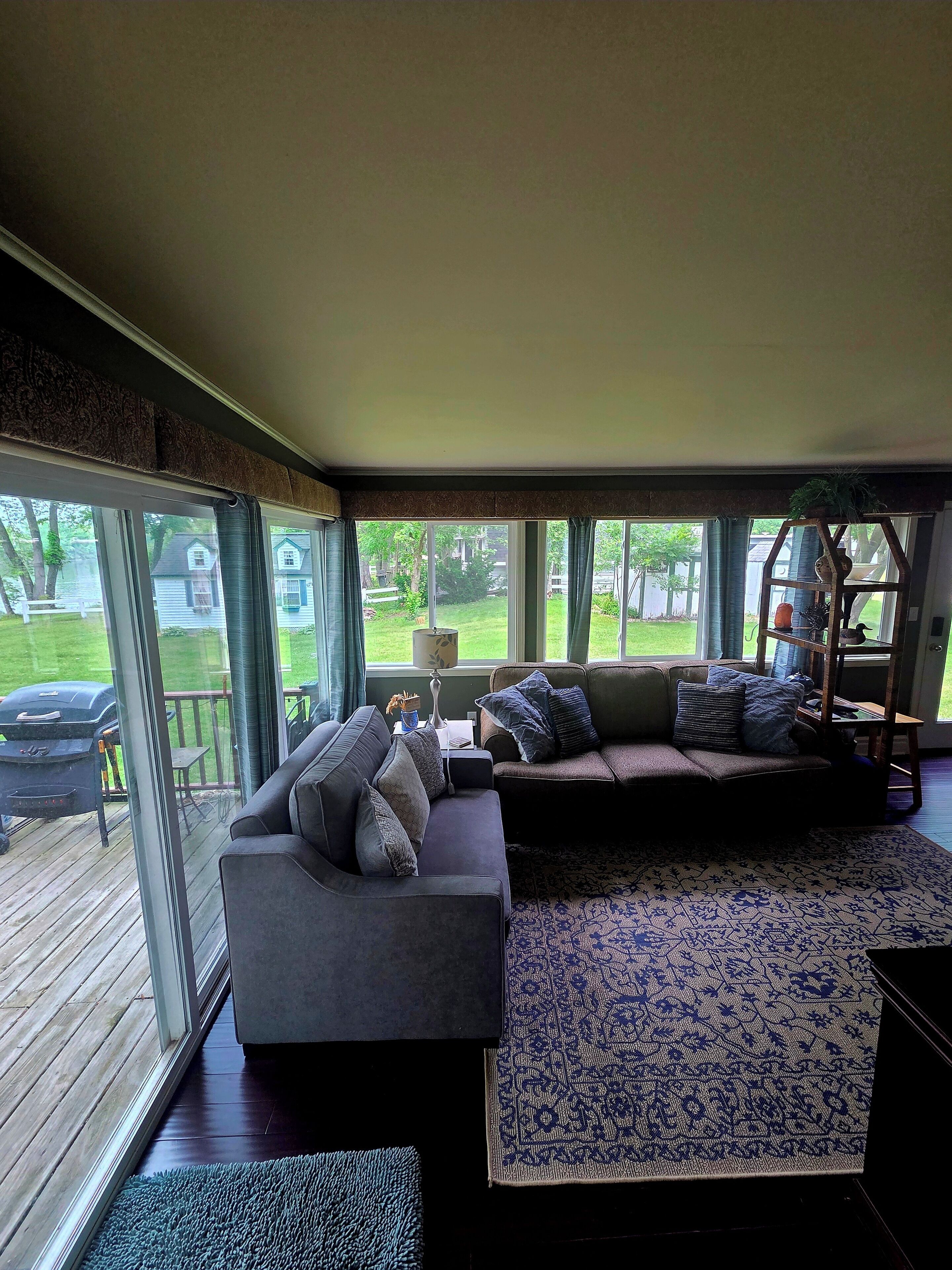 TV, DVD player, books, video library