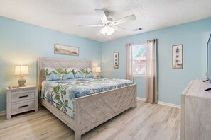 2 bedrooms, desk, iron/ironing board, travel crib