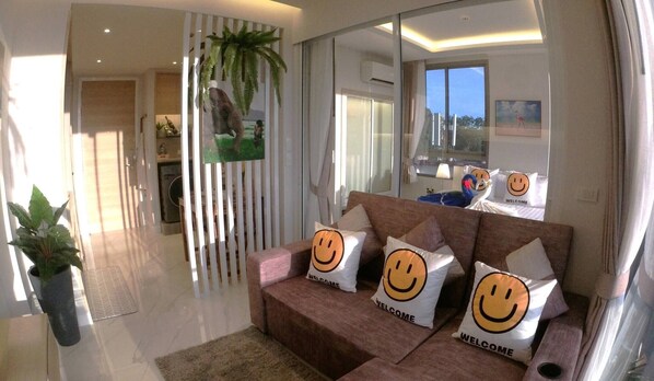 公寓客房, 1 間臥室, 無障礙, 露台 | 客廳