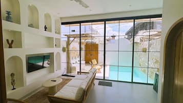 Luxury Villa, Lanai | Living area | 50-inch Smart TV with digital channels