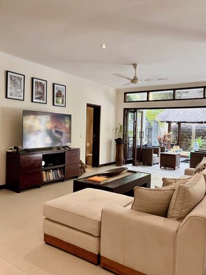 Deluxe Villa, 2 Bedrooms, Private Pool, Garden View | Living area | Flat-screen TV - Villa Kipas Seminyak by Soo Bali (Seminyak)