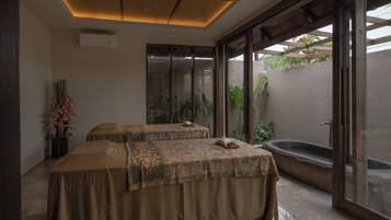 Salas para tratamentos a dois, tratamentos corporais, aromaterapia