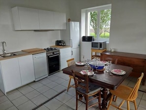 Fridge, microwave, dishwasher