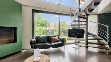 Télévision, cheminée