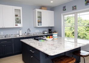 Fridge, microwave, oven, stovetop - Hot Mess - Pool, Oceanview, Pet-Friendly Home (Emerald Isle)