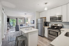 Condo, Multiple Beds, Balcony, Garden View (Seaside Bliss Retreat) | Private kitchen | Stovetop, coffee/tea maker - Seaside Bliss Retreat Coastal Condo for 6 (Hilton Head Island)