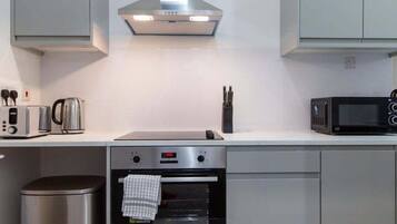 Fridge, microwave, oven, coffee/tea maker