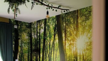 Apartamento família, 2 quartos, acesso à piscina, vista para o jardim | Roupas de cama de algodão egípcio, roupas de cama premium