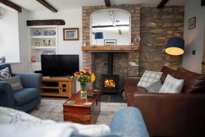 Televisión y chimenea 