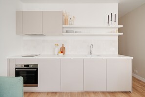 Fridge, microwave, oven, dishwasher