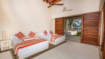 4 bedrooms, premium bedding, down comforters, individually decorated