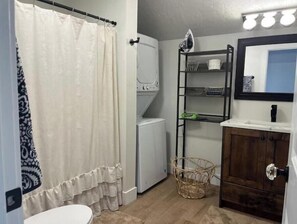 Towels, soap, shampoo, toilet paper