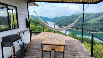 Comfort Cabin, 1 Double Bed, Lake View | Terrace/patio