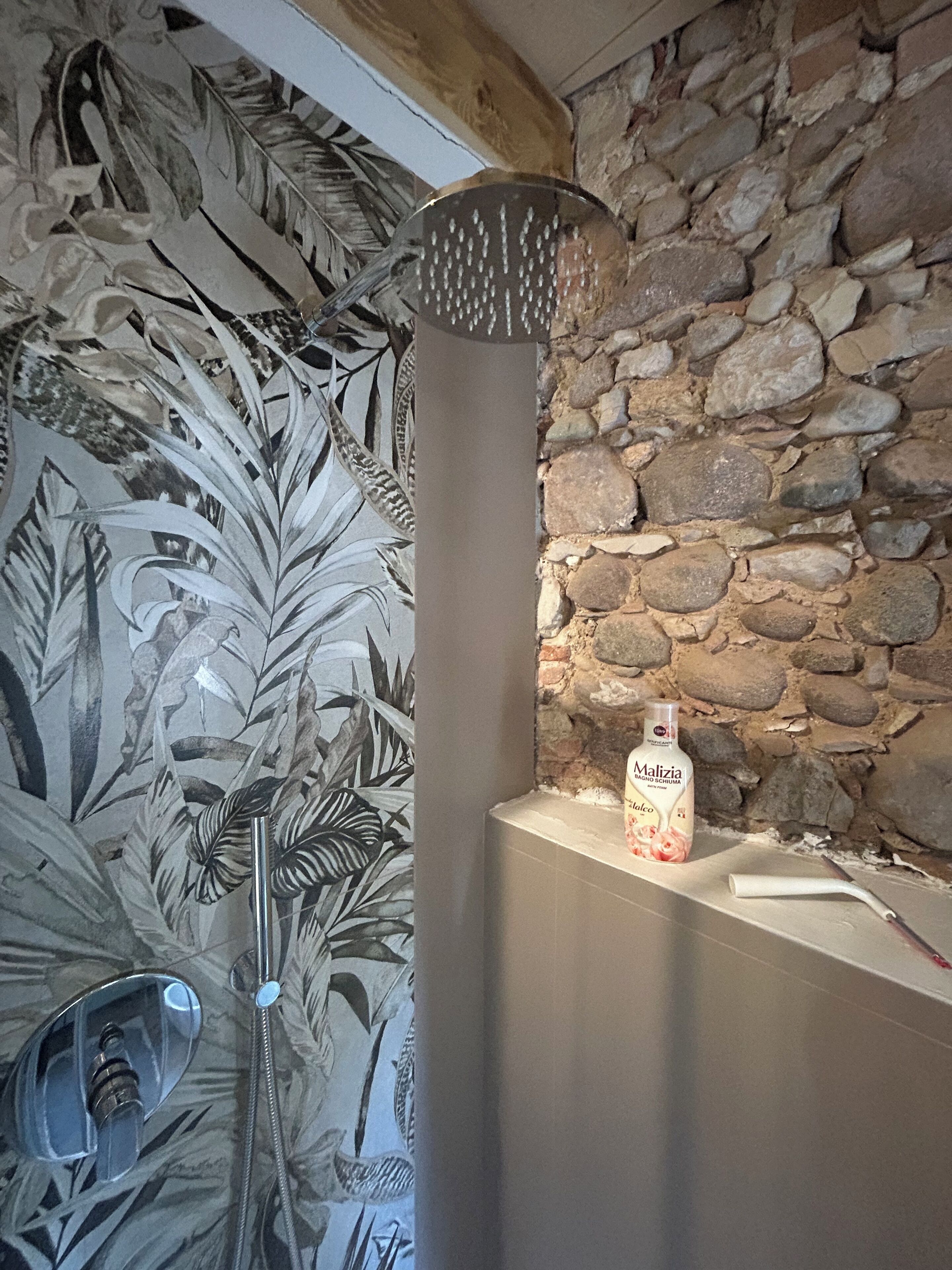 Chuveiro, secador de cabelo, bidê, toalhas de banho