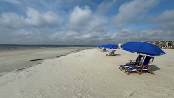 Beach nearby, sun loungers