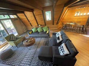 TV, fireplace, video games, DVD player