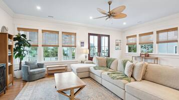 TV, fireplace, foosball, table tennis