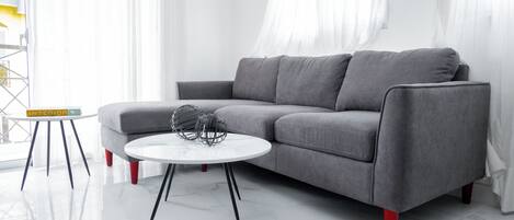 Comfort Apartment, 2 Bedrooms, City View | Living area | TV