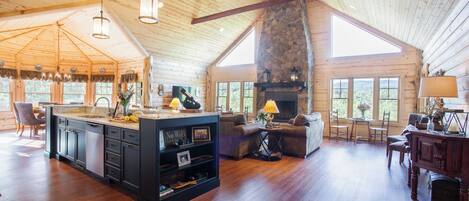 Televisio, takka, pöytäjalkapallopöytä