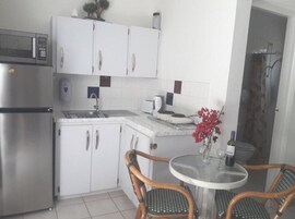 Microwave, coffee/tea maker, eco-friendly cleaning products