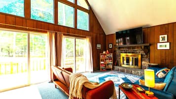 TV connectée, cheminée, jeux vidéo, lecteur de DVD