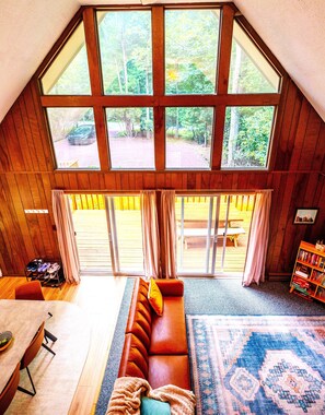 Smart TV, fireplace, video games, DVD player