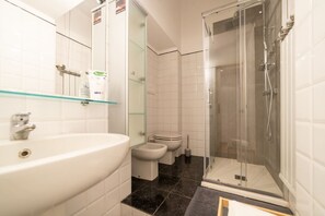 Shower, hair dryer, bidet, shampoo