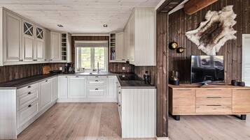 Fridge, dishwasher, coffee/tea maker