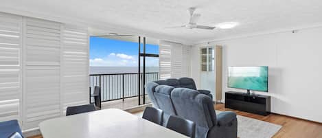 Superior Apartment, Ocean View | Living area | 45-inch flat-screen TV with satellite channels, TV