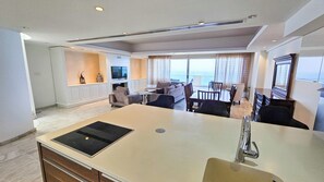 Standard Penthouse, Sea View | Living area | Flat-screen TV - Beachfront Seaview Lux Penthouse (Larnaca)