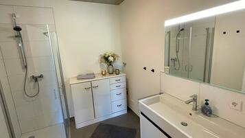 Suihku, hiustenkuivaaja, pyyhkeet