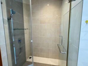 Regadera, secadora de cabello, bidet, toallas 