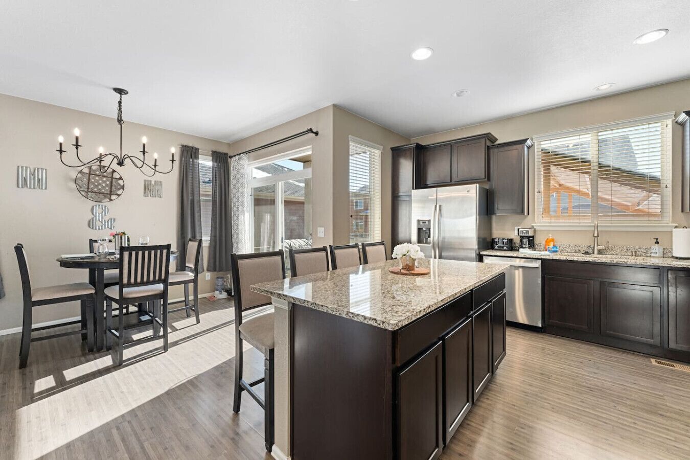 Fridge, microwave, dishwasher, coffee/tea maker