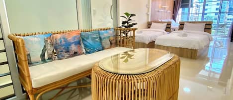 Family Quadruple Room, Multiple Beds, Non Smoking, Garden View | Individually decorated, individually furnished, desk, laptop workspace