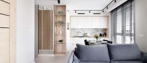 Luxury Apartment, 2 Bedrooms, Balcony, City View | Living room | 50-inch flat-screen TV with satellite channels