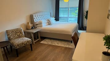 2 bedrooms, desk, iron/ironing board, travel cot