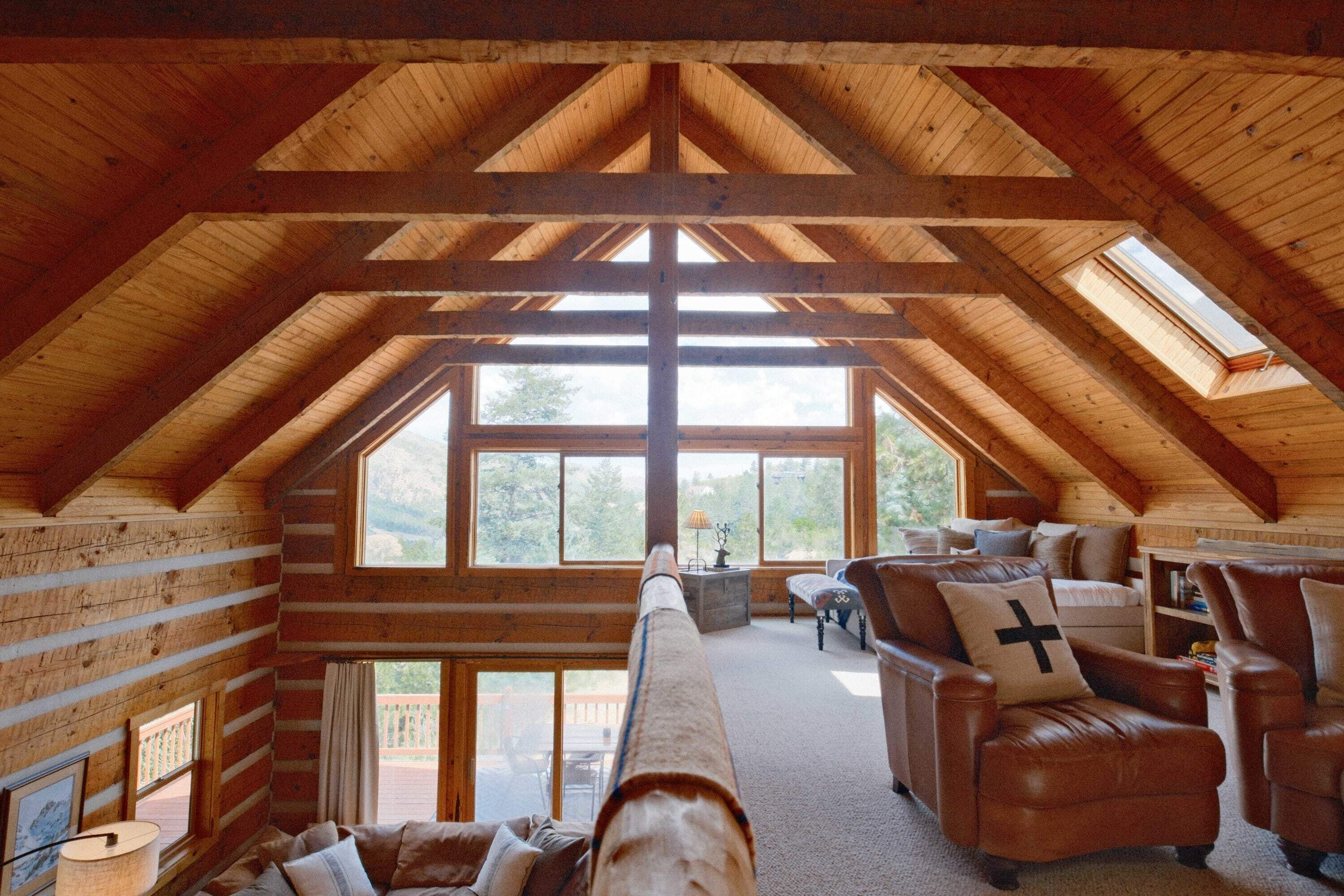 TV, fireplace, books, offices