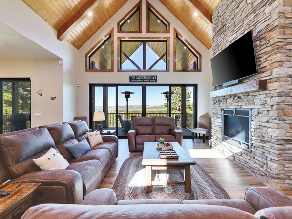 Smart TV, fireplace, foosball, table tennis