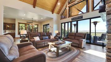 Smart TV, fireplace, foosball, table tennis