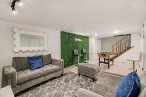 TV, fireplace, video games