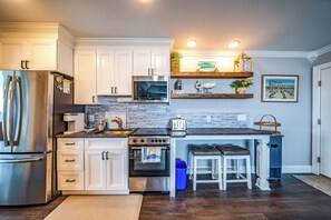 Fridge, microwave, oven, stovetop - Almost Beachfront 2BR Condo/Ocean Views, Pool & Elevator in the Heart of OCNJ (Ocean City)