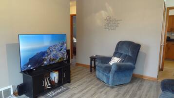 Smart TV, DVD player, books, video library